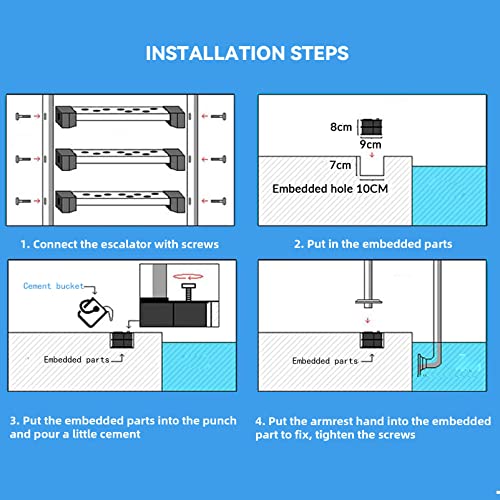 Escalera de piscina para adultos de acero inoxidable con peldaños antideslizantes miniatura 6