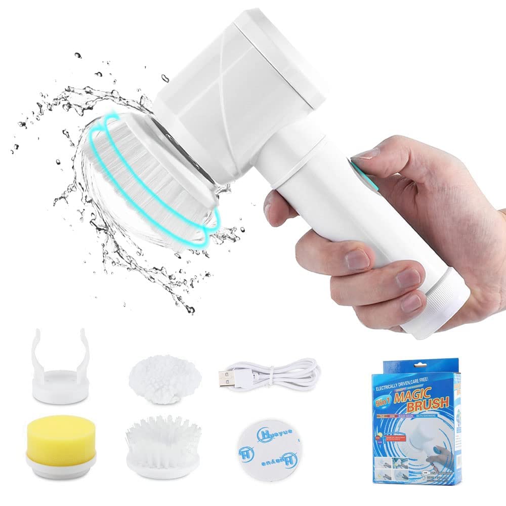 Khakhi Electric Household 5 in 1 Magic Brush Scrub for Bathtub, Kitchen, Sink, Car Alloy, Window or Desk Cleaner-image-46