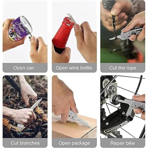 Image of Multi-Function Pliers Tool Set, 24-in-1, Stainless Steel with 11 Screwdriver Bits, Bottle Opener, Safety Hook for Outdoor