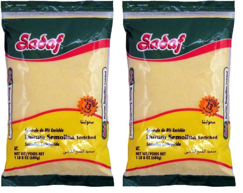 Vista 3 de Sadaf Durum sémola fina – Sémola dura enriquecida para cocinar y hornear – Harina de sémola – Cocina de Oriente Medio – Kosher – Bolsa resellable
