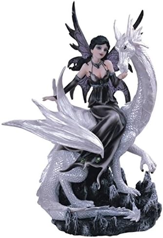 George S. Chen ImportsBlack Fairy Riding White Dragon Collectible Figurine Decoration Statue