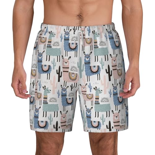 Short de bain pour homme Llama Alpaga Cactus - Maillot de plage léger et casual