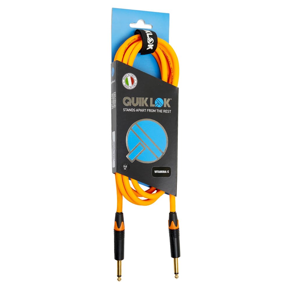 QUIK LOK - VITAMINA/C-6 Jack Mono/Jack Mono 6 mt, Cavo per strumenti musicali Quik Lok VITAMINA C, Connettori NEUTRIK: Jack Mono/Jack Mono, Colore arancio, Lunghezza 6 mt