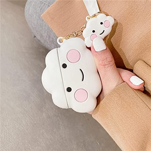 Miniatura 4 de Linda funda para AirPod Pro para Apple AirPods 2019 con clip llavero pulsera silicona suave color blanco 3D dibujos animados verano lindo encantador