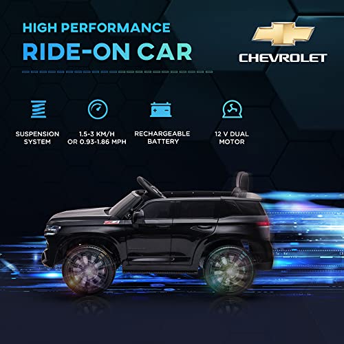 Aosom Chevrolet Tahoe Licensed Electric Ride On Car 12V Kids Ride-On Toy With Remote Control, Horn Honking, For 3-6 Years Old Gift For Boys And Girls With Music Player, Kids Electric Car, Black #TOP6