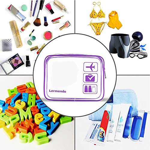 Image of 2pcs /pack Lermende Clear Toiletry Bag TSA Approved Travel Carry On Airport Airline Compliant Bag Quart Sized 3-1-1 Kit Luggage Pouch (Purple)