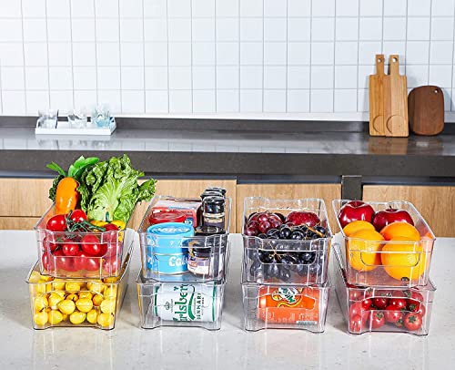 Image of Snazzy Refrigerator Organizer Bins - 6pcs Clear Plastic Bins For Fridge, Freezer, Kitchen Cabinet, Pantry Organization and Storage, BPA Free Fridge Organizer, 12.5 inch Long-Medium