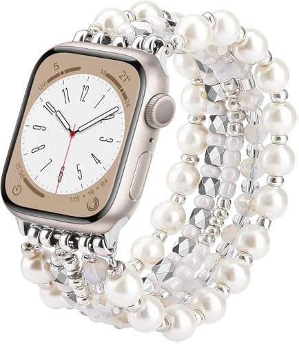 Bracelet perles Apple Watch de luxe V.R.HOPE en cristal étincelant pour iWatch SE