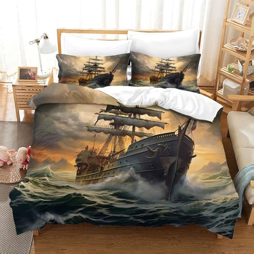 Parure de lit ski 200x200cm avec housse de couette imprimée 3D en microfibre pour garçon - 3