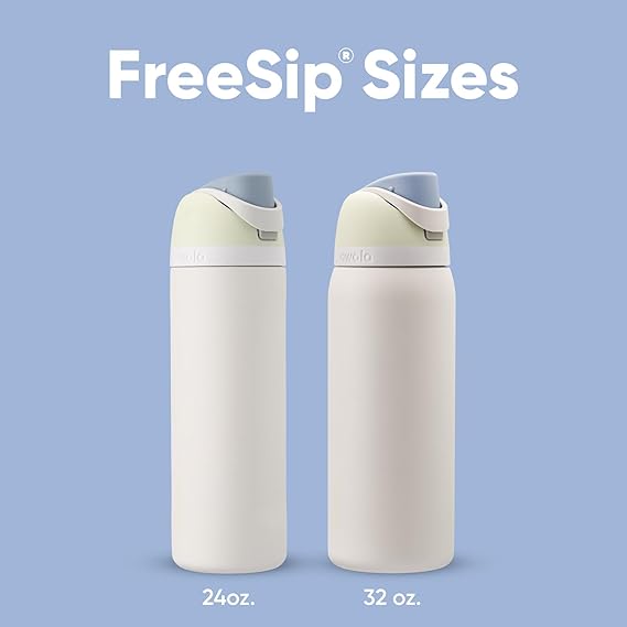 Owala FreeSip معزول الفولاذ المقاوم للصدأ زجاجة ماء مع القش للرياضة والسفر، دليل على التسرب، BPA-Free، 710 مل، نسيم مثلج