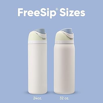 Owala FreeSip معزول الفولاذ المقاوم للصدأ زجاجة ماء مع القش للرياضة والسفر، دليل على التسرب، BPA-Free، 710 مل، نسيم مثلج