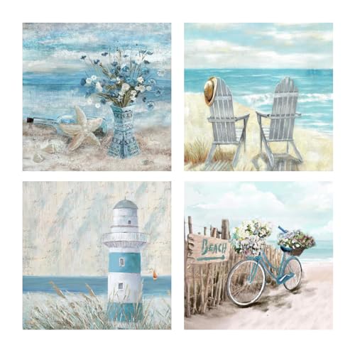 4 Pack Beach Cross Stitch Kits for Adults - Flower...