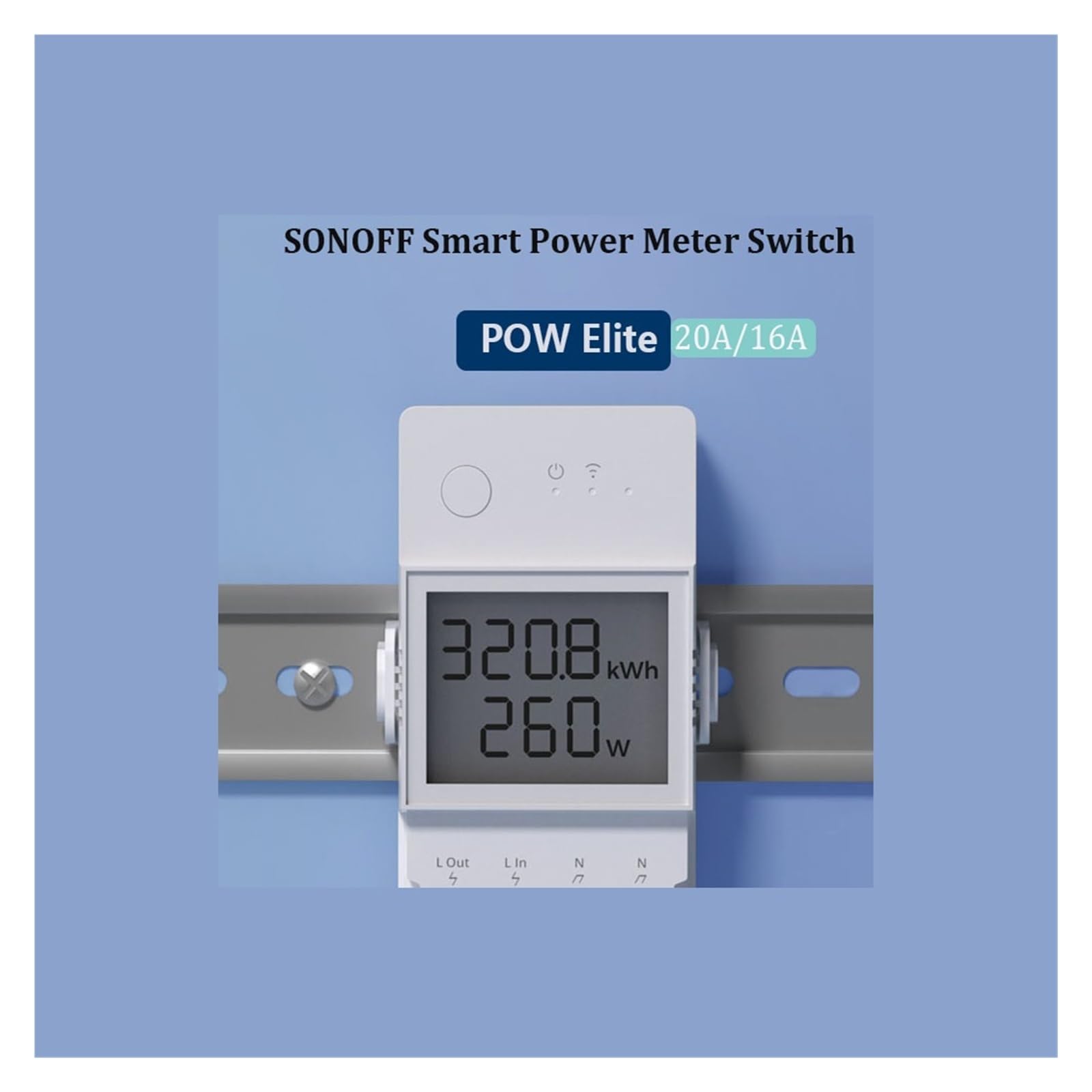Medidor Inteligente Monitor De EnergíA 16A/20A Medidor De Potencia WiFi Interruptor Inteligente Pantalla LCD Módulo De Consumo De Energía Funciona(20A)