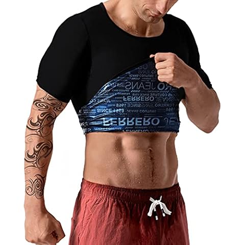 QZSH Mens Sauna T-Shirt Sweat Tee Compression Tank Top Weight Lose Workout Slimmer Shirt Gym Shapewear Athletic Short Sleeve Vest Heat Trapping Hot Fat(BH6004-01WT-M) Cover
