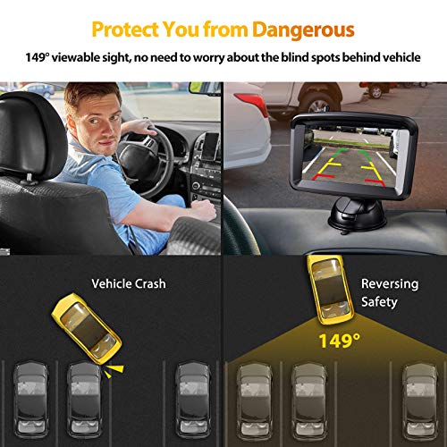 Xroose S3 Wired 1080P Backup Camera, 5”Monitor With Ip69 Waterproof Rear-View License Plate Camera, Auto Led Colored Night Vision&149°Wide Viewing Angle For Reversing/Driving Car, Suv, Pickup, Camper #TOP6