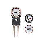 Team Golf NFL Houston Texans Divot Tool Pack With 3 Golf Ball Markers Divot Tool with 3 Golf Ball Markers Pack, Markers are Removable Magnetic Double-Sided Enamel