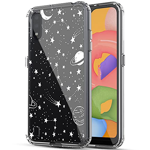Galaxy A01 Case, RANZ Anti-Scratch Shockproof Series Clear Hard PC+ TPU Bumper Protective Cover Case for Samsung Galaxy A01 - Universe