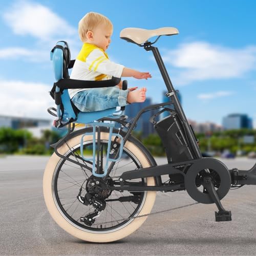 Child Bike Seat Attachment for Adult Bike with Cushion, U-Shaped Removable Guardrail, Wide Footrest, for Children 6 Months - 6 Years Old