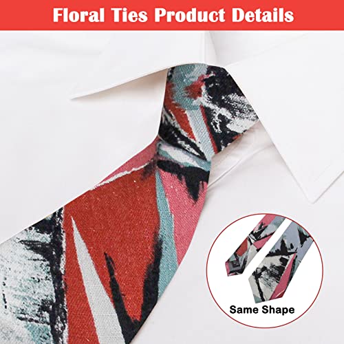Image of Mantieqingway Men Skinny Tie Cotton Floral Necktie for Wedding Groomsmen Tie