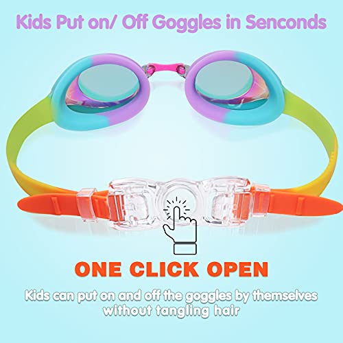 Image of Keary Kids Swim Goggles for Toddler Children Girls Boys Youth, Anti-Fog Waterproof UV Protection Clear Vision
