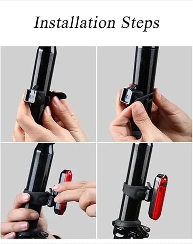 Miniatura 6 de CHALKE Luces de bicicleta impermeable luz trasera USB LED recargable noche lámpara brillante 220 Ma luz trasera de bicicleta de carretera, 2 piezas,