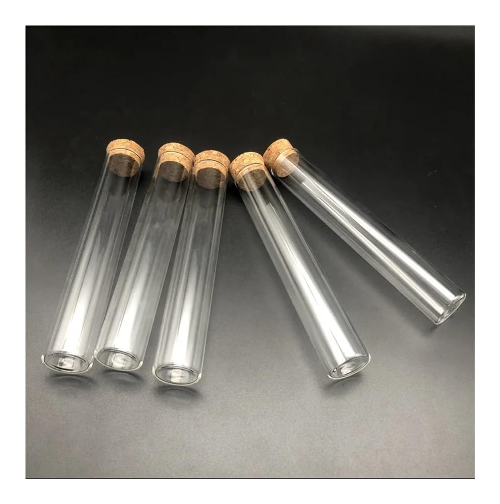 5 sztuk DIA 12 mm do 30 mm przezroczyste szkło laboratoryjne test z korkami rurkami dostarczanymi w laboratorium (D25 x 200 mm)
