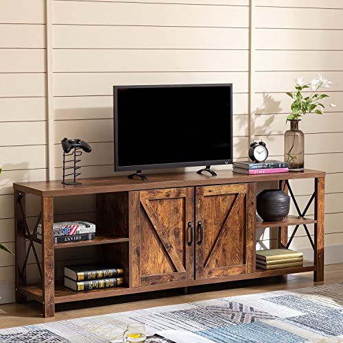 70 inch Farmhouse TV Stand for 75 inch TVs, Rustic Entertainment Center