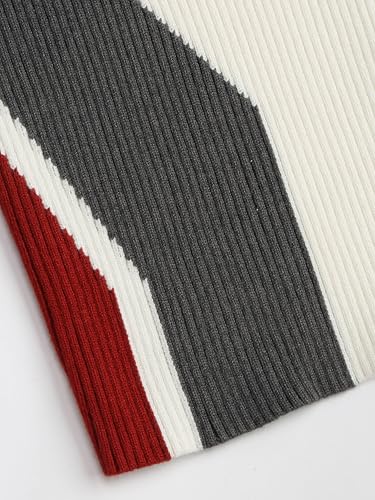 CIDER Women’s Cardigan Knit Zip Up Jackets Color Block Mock Turtleneck Long Sleeve Crop Tops Winter Outfit2