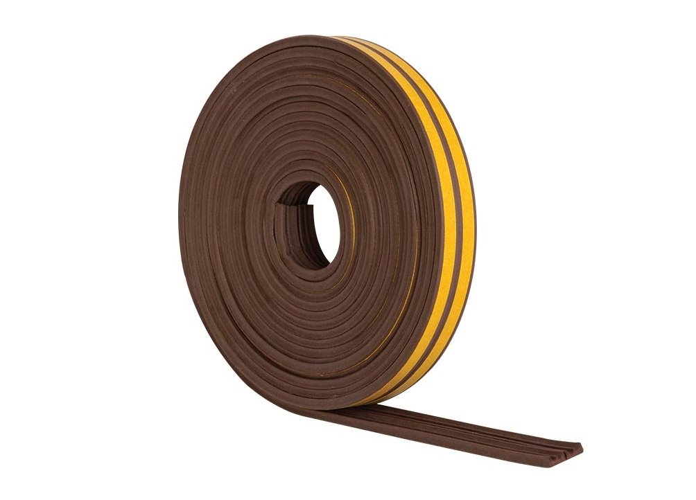 Stormguard Brown Epdm E Profile Draught Excluder - Self Adhesive Rubber Weather Strip - 5M,