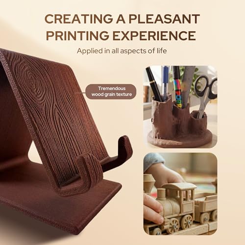 Wood PLA Filament, 3D Printer Wood Filament 1.75mm Dimensional Accuracy +/- 0.02 mm, Real Wood Fibers Added 3D Printer Filament Fits for Most FDM 3D Printers 1KG (2.2lbs), Maple — view 6