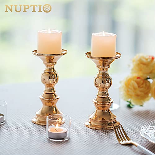 Miniatura 2 de Nuptio Candelero Columnario Del Hierro, Candelero Decorativo De Mesa Para Boda Fiesta Cumpleaños, Artículo Para La Cena A Las Velas, Candelero Retro Para Hogar Ajuste 50mm Dia Vela 15cm H, 4 Pcs