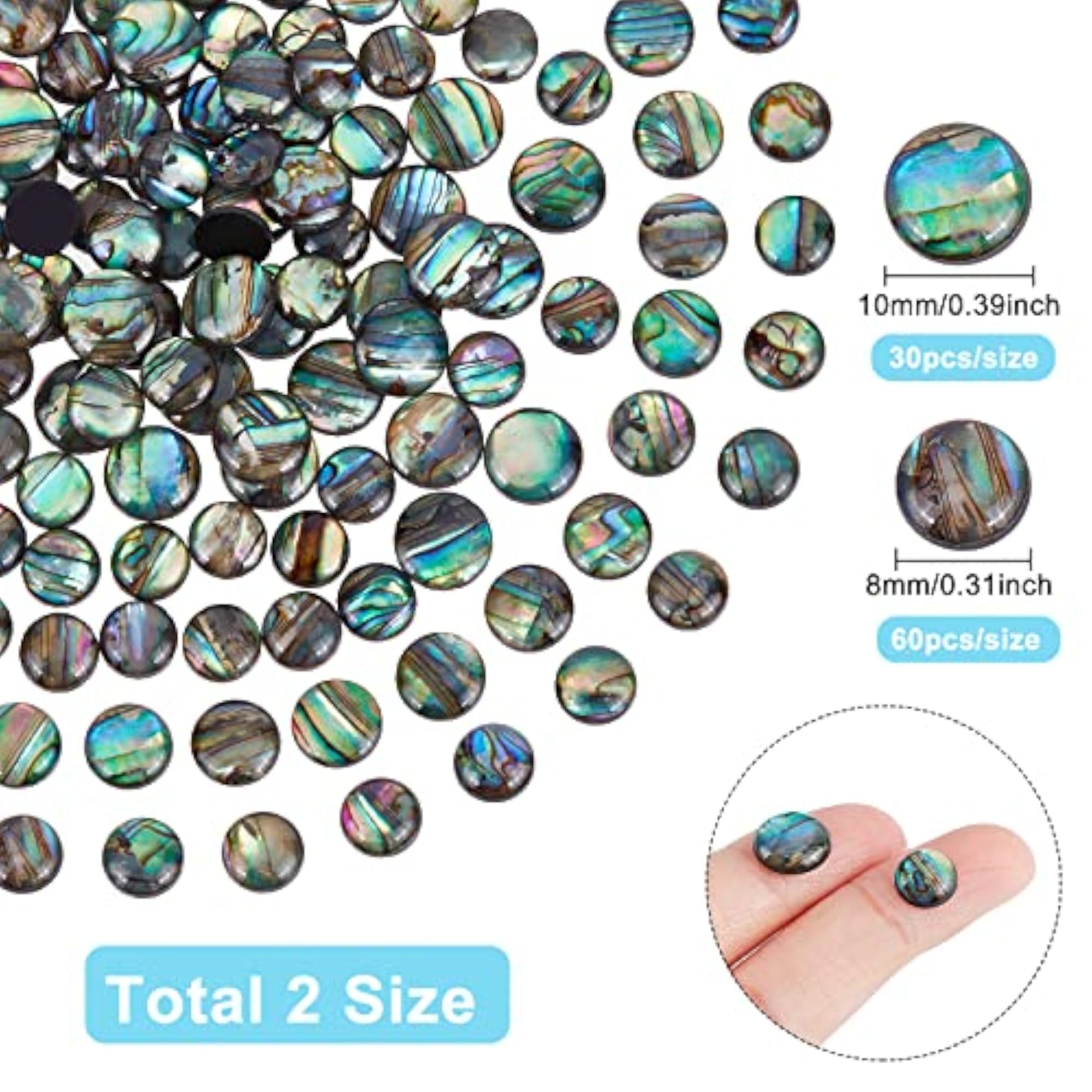 90PCS Natural Abalone Shell Coin Beads for Crafting