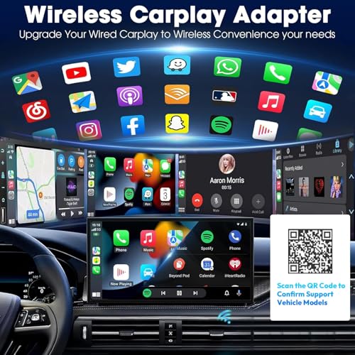Image of Wireless Carplay Adapter for Apple iPhone iOS 10+ ＆ Android Mini Ultra-Compact USB-A Dongle Converts Wired to Wireless Car Play Adapter Plug & Play Fast Auto Connection for Cars 2016+