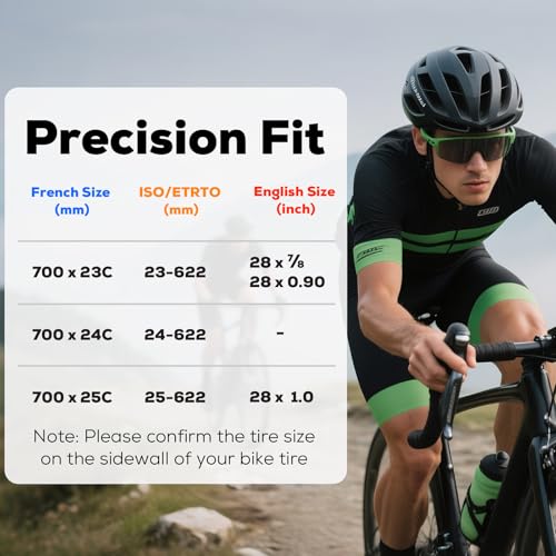 Image of Heavy Duty 700c Bike Tube 700 x 23-25c 28-32c 35-43c Butyl Rubber, 28 Inch Road Bicycle Tire Inner Tube Replacement 2 Pack with Tire Levers