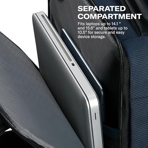 Image of Samsonite Evosight 14.1 inch Laptop Backpack | Business Backpack with Padded Laptop Compartment | Smart Sleeve | Lightweight Durable Office & Travel Bag for Men & Women | 2-Year Warranty | Navy