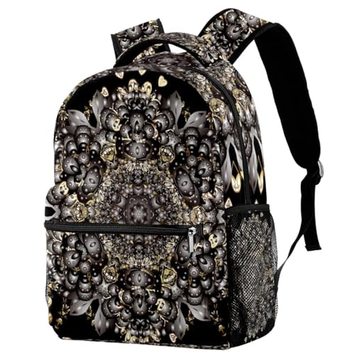 Sac à dos d'école baroque doré 29.4x20x40cm pour voyage ado et femme