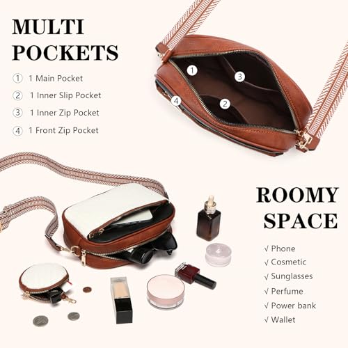 Image of Crossbody Bags for Women Vegan Leather Small Purses with Detachable Coin Pouch Adjustable Guitar Wide Strap