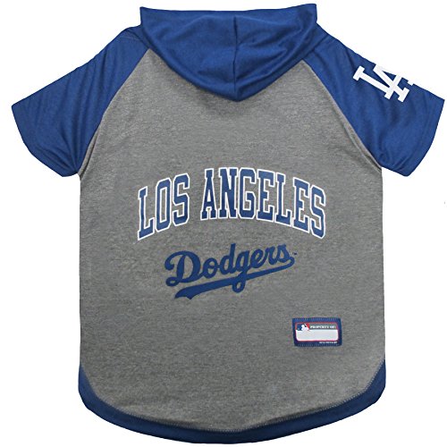 MLB Hoodie Shirt for Dogs & Cats - Los Angeles Dodgers Dog Hooded T-Shirt, Large. - MLB Team Color Hoody Vest for Baseball Fans