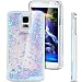 Galaxy S5 Case, ikasus Galaxy S5 Bling Case, Glitter Case for Galaxy S5, Creative Design Flowing Floating Bling Glitter Sparkle Love Heart Hard Case for Samsung Galaxy S5 SV I9600 (Love:Blue)