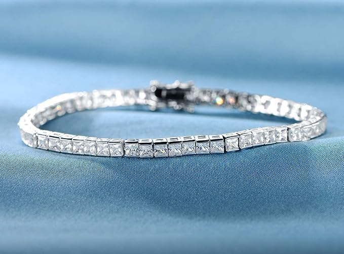 Gemsme White Gold Plated Square Bracelet for Women Classic Hypoallergenic 3.0mm Cubic Zirconia Tennis Bracelets 6.0/6.5/7.0/7.25/7.5/8.0 Inch - Image 6