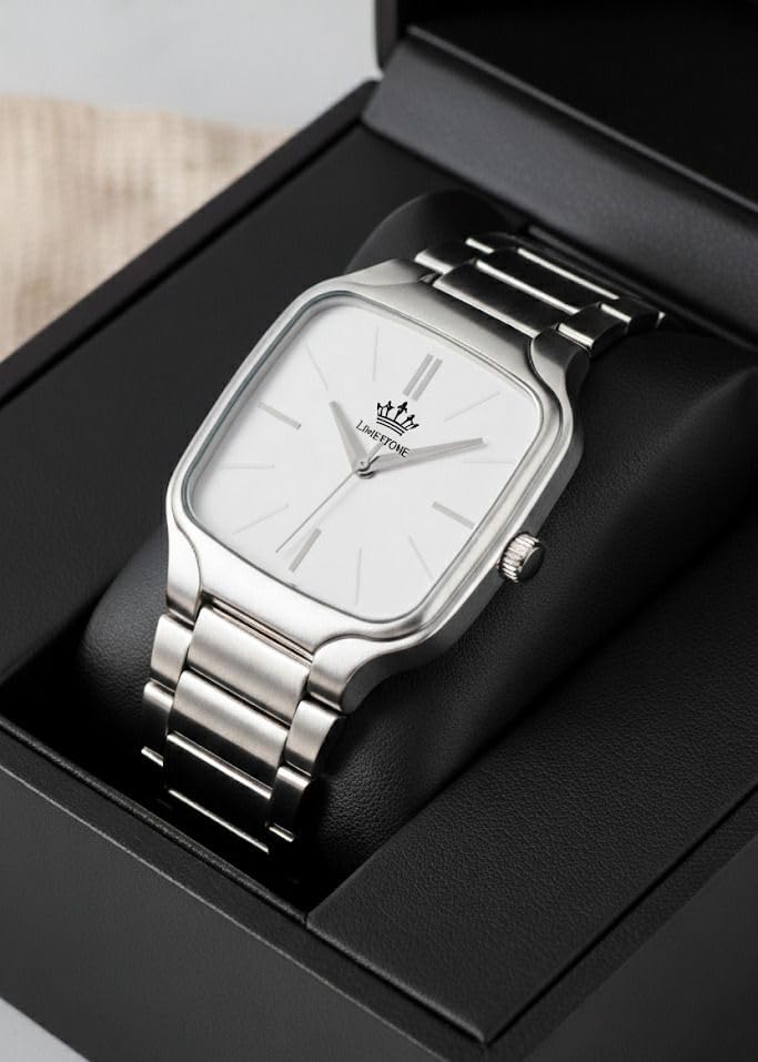 Image of LIMESTONE Classic Series Men Analog Watch - Stainless Steel Mesh Strap with Elegant Dial & Roman Numerals | Quartz Wristwatch for Casual & Formal Wear
