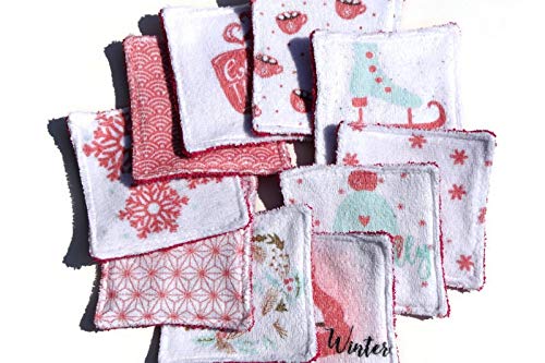 Lingettes microfibre et coton à motif hivernal pour cocooning