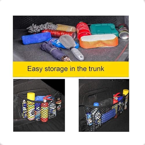 Kofferraum Netztasche Auto Gepäcknetz, Universal Kofferraumnetz Schutznetz Elastisch Kofferraum Aufbewahrung Netz Mit Klettverschluss für Auto/SUV Kofferraum Gepäcknetz aus Nylon (30x25cm（2 Stück）)