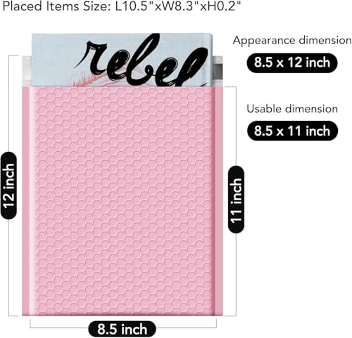 Image of Fuxury Bubble Mailer 8.5x12 250 Pack,Light Pink#2 Poly Bubble Mailers,Self Seal Padded Envelopes,Waterproof Bubble Mailing Envelopes,Cushioning Packaging Bags for Books,Clothes, Makeup Supplies