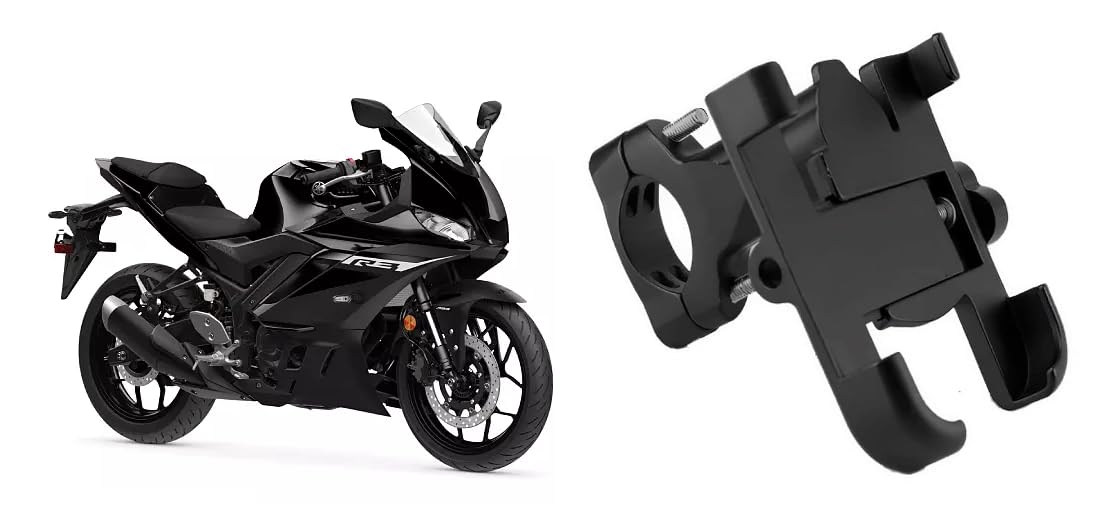 Bike Mobile Holder Metal (Aluminium Alloy) | 360° Rotation Handlebar Phone Mount | Anti-Vibration Clamp | Motorcycle & Cycle Mobile Stand Suitable for Yamaha YZF-R3-picture-15