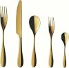 Degrenne Luxury French Cutlery Set - 5 Piece Gold Silverware Set, Includes Forks, Spoons & Knife, Stainless Steel Flatware, Dishwasher Safe, Made in France - Onde Gold