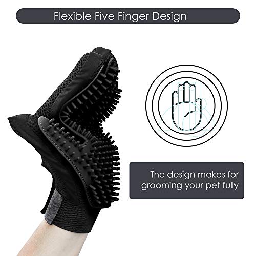 Upgrade Version Pet Grooming Glove – Gentle Deshedding Brush Glove – Efficient Pet Hair Remover Mitt – Enhanced Five Finger Design – Perfect for Dog & Cat with Long & Short Fur – 1 Pair (Black) Upgrade Version Pet Grooming Glove – Gentle Deshedding Brush Glove – Efficient Pet Hair Remover Mitt – Enhanced Five Finger Design – Perfect for Dog & Cat with Long & Short Fur – 1 Pair (Black)