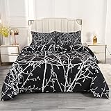 Juego de cama de 3 piezas: este juego de cama negro incluye 1 funda nórdica de 220 x 240 cm y 2 fundas de almohada de 50 x 75 cm.