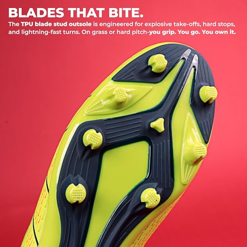 Image of Nivia Neuron Football Studs for Men, Synthetic Leather Upper, TPU Blade Stud Sole, Dual Foam Collar, Ideal for Hard, Grass & Turf Surfaces(Blue /Sky Blue)