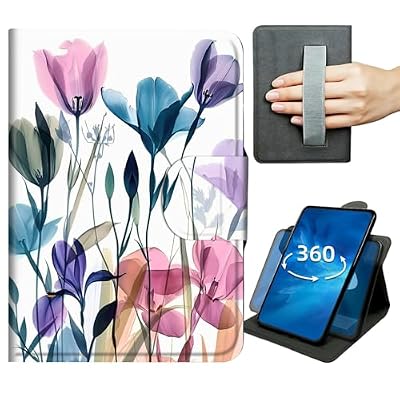 Case for Samsung Galaxy Tab A7 Lite 8.7 inch 2021 Release 360 Degree Rotating Stand Lightweight Cover,Magnetic Clasp & Hand Strap - Colorful Flowers